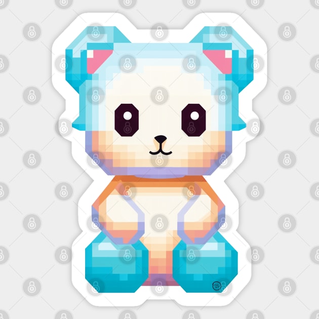 Blue pixelated Teddy Bear Sticker by So Red The Poppy